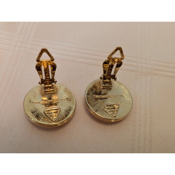 Gold Plated Chain Necklace W/ Glass Rhinestones & Coordinating Clip Earrings Set - Picture 8 of 12